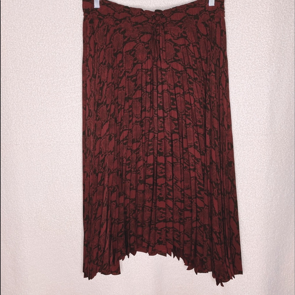 {A.L.C} pleated snakeskin print midi skirt